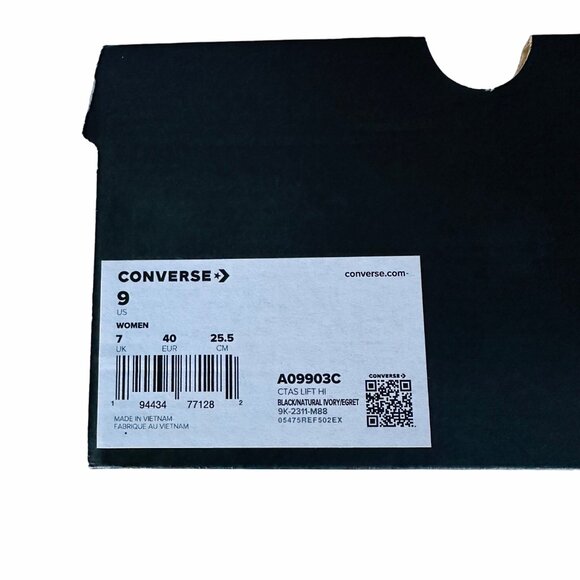 ⭐Converse Women Shoes Sz 9 Ctas Lift Platform Hi Large Stars Black A09903C NEW - Picture 8 of 11